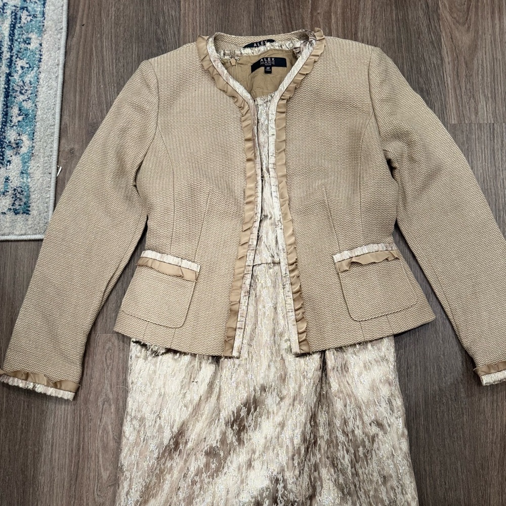 Alex Marie Beige Ruffle Jacket and Dress Set